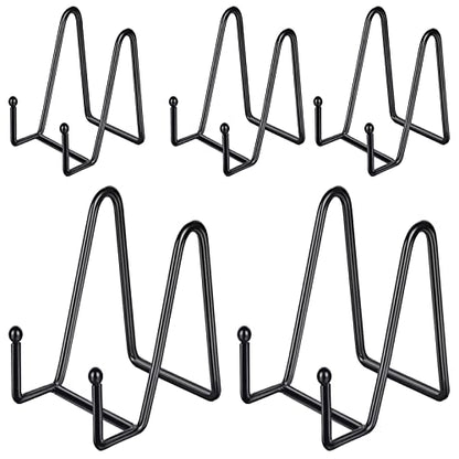 IBosins 5-Pack 4-Inch Plate Holder Display Stands Black Metal Frame Stand | Stand for Picture, Book, Photo, Easel, Creation, Collectibles - color: Black, size: 4 Inch
