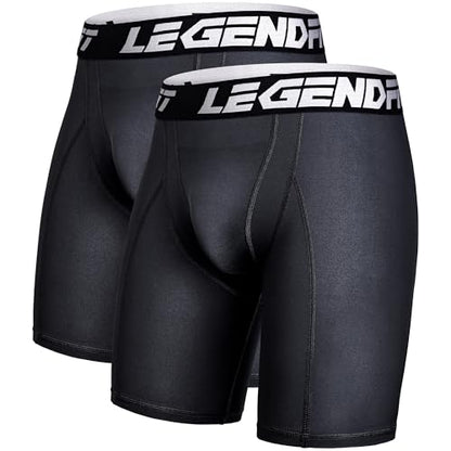 Men Baseball Football Straps Compression Underwear w/Cup Pocket(NO Cup) Protective Athletic Shorts - 2 Pack - color: Black, size: X-Large