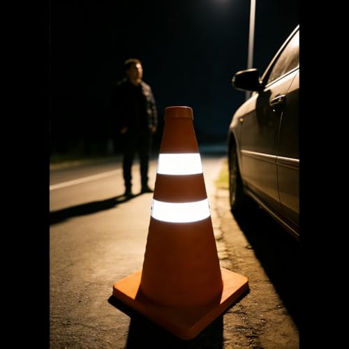18 Inch,4 Pack, Collapsible Traffic Safety Cones, Pop up cones,Orange, Reflective Collar, for Road Safety, Driving Training, Parking Lots (4)
