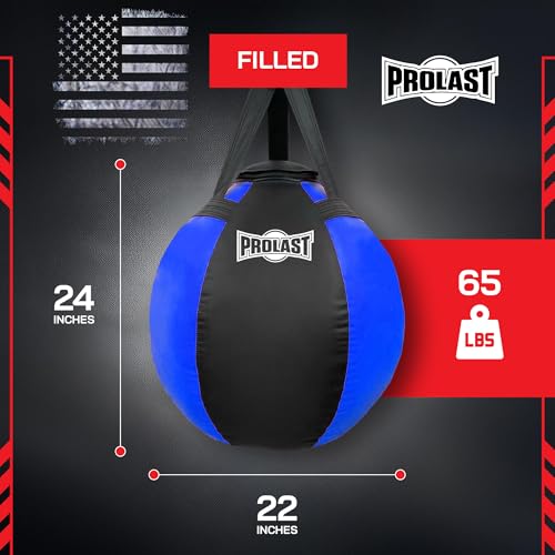 Wrecking Ball Heavy Punching Bag for Adults, Hook and Uppercut, Body Snatcher, Boxing, MMA, Muay Thai, 65 lbs, Classic - color: Blue / Black, style: Filled