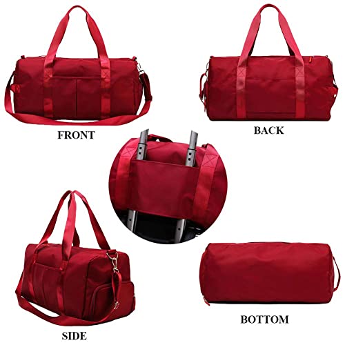Sports Gym Bag for Women Travel Duffel Bag with Wet Pocket and Shoes Compartment for Training Swim Yoga(Beige) - color: Beige