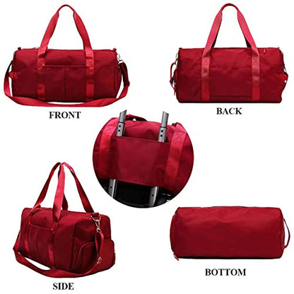 Sports Gym Bag for Women Travel Duffel Bag with Wet Pocket and Shoes Compartment for Training Swim Yoga(Beige) - color: Beige