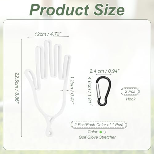 PATIKIL Golf Gloves Stretcher, Plastic Keeper Support Rack Holder Dryer Hanger Frame with Hanging Hook - color: Green/White