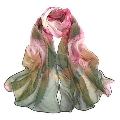 Acotavie Scarfs for Women Lightweight Fashion Scarves Print Floral Pattern Scarf Shawl Wraps - color: W01