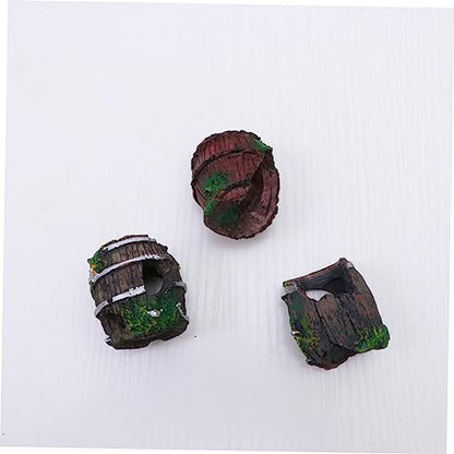 Yardwe Aquarium Landscape Ornament 3pcs Mini Barrel Decor Realistic Fish Tank Decor Easy Cleaning and Safe for