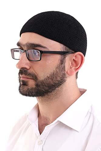 ihvan online Turkish Muslim Winter Velvet Kufi Hats for Men, Taqiya, Takke, Peci, Islamic Caps, Islamic Gifts, Standart Size - color: Black