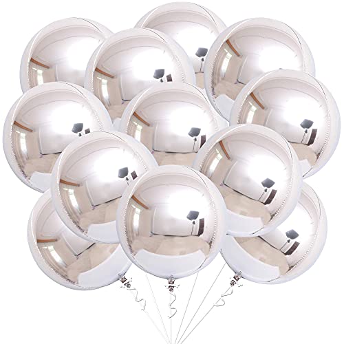 KatchOn, Huge Metallic Silver Balloons - 22 Inch, Pack of 12 | 4D Round Mylar Balloons for Silver Party Decorations, Birthday Party, Graduation Decorations 2026, Engagement, Prom Decorations 2026 - color: Silver