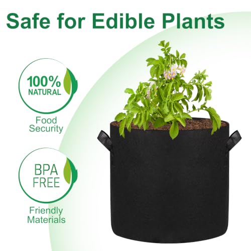 12-Pack 10 Gallon Grow Bags, 300G Thickened Nonwoven Garden Pots,Heavy Duty Fabric Pots with Reinforced Handles - size: 10 Gallons