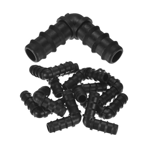 M METERXITY 10-Pack Drip Irrigation Barbed Fittings, for 3/8 Inch Elbows Tubing Connector Plastic Coupling Irrigation Parts for Garden/Greenhouse/Aquarium/Flower Pot, Drip Pipe Accessories - style: Elbow