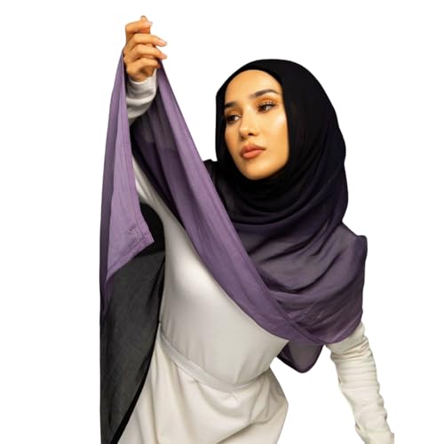 Fashion Gradient Color Hijab Scarf for Women Soft Modal Instant Jersey Hijab Head Wraps Long Shawls - color: Color 3