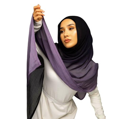 Fashion Gradient Color Hijab Scarf for Women Soft Modal Instant Jersey Hijab Head Wraps Long Shawls - color: Color 3