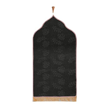 Simple Solid Muslim Prayer Rug Velvet Embossed Turkish Prayer Carpet Portable Islam Prayer Mat for Men Women Islamic Janamaz Great Ramadan Eid Gift Elegant Sajadah with Tassel Salat Rug 60x110cm - color: Pink