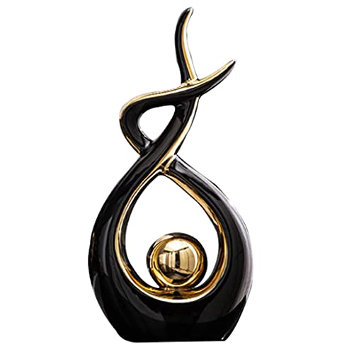 Norrclp Home Decor Modern Abstract Art Ceramic Statue Table Decorations for Dining Room Living Room Office Centerpiece - color: Black and Gold, size: Large