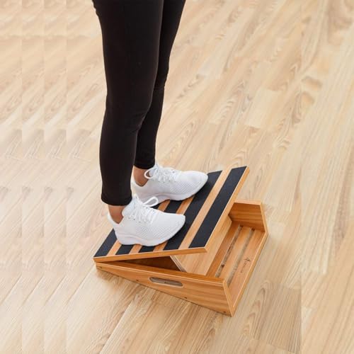 StrongTek Professional Wooden Slant Board, Adjustable Incline Board and Calf Stretcher, Partial-Coverage Design with Side Handle, 5 Angles, 500 lbs Capacity - style: Partial-coverage