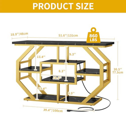 DWVO 55-75 Gallon Aquarium Stand with Power Outlet, Display Stand for Turtle Tank, Reptile Terrarium, Metal Fish Tank Stand Suitable for Living Room, Entryway, 860LBS Capacity, Black & Gold - color: Black & Gold