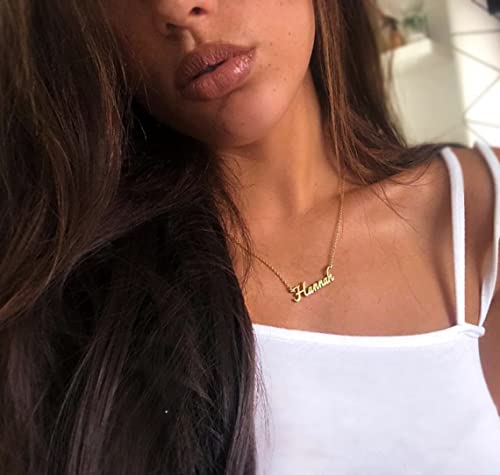 Custom Name Necklace, 18K Gold Plated Nameplate Personalized Jewelry Gift for Women - color: Style-03