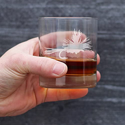 Fly Fishing - Whiskey Rocks Glass - Unique Flyfishing Themed Gifts for Fishermen - 10.25 Ounce - style: Set of 1
