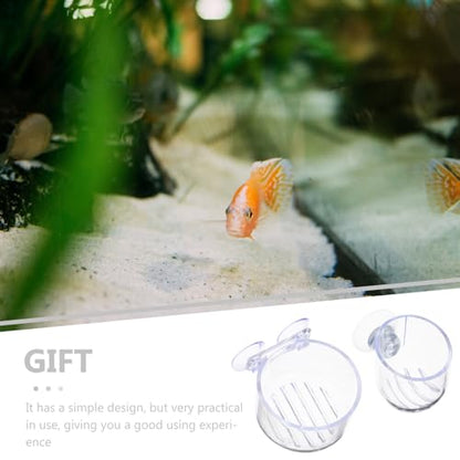 TEHAUX 4pcs Aquarium Fish Feeding Cup with Suction Cups Small and Large Sizes Fish Tank Feeder for Live Bloodworm and Aquatic Pets