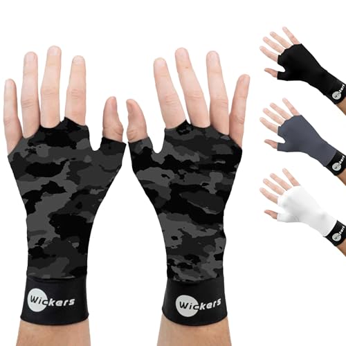 Wickers Thin Fingerless Gloves Men & Women - Lightweight Inner Boxing Gloves, Breathable Inner Glove Liners for Exercise, Gym Glove - Pair - color: Gray Camo, size: Small