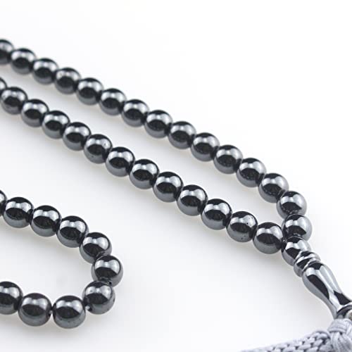 Muslims Islamic Dhikr Tasbeeh 99 Tasbih Prayer Beads, Hematite Beads with Tassel