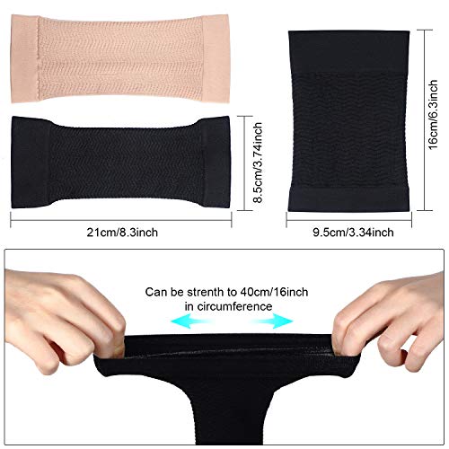 2 Pair Upper Arm Compression Sleeves for Plus Size Women Flabby Arms, Slim Arm Shapers Wraps, 1 Pair Calf Compression Sleeves Included