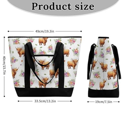 SWEET TANG Insulated Cooler Bag for Women Men Highland Cow Floral Art Lunch Bags Beach Food Delivery Bag - color: Pattern 89