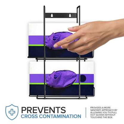 Stock Your Home Black Metal Glove Box Holder Wall Mount for Kitchen, Closet, Lab, Exam, Office, Tissue Shelf - size: 1 Count, style: Double Stack