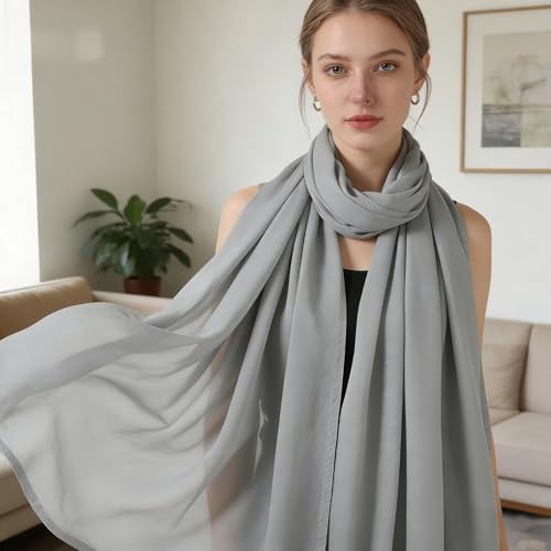 Viscose Cotton Hijab, Modal Linen Shawl, Solid Color Headscarf, 33.5 x 72.8 in / 85 x 185 cm, Thin Breathable Women's Scarf Wrap