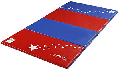 Tumbl Trak Gymnastics Folding Tumbling Panel Mat - color: Patriotic, size: 5'x10'x1.38"