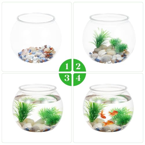 POPETPOP Plastic Aquarium Betta Fish Tank 1 Gallon Clear Goldfish Bowl Unbreakable Round Fish Vases Bowl for Home décor Wedding Event Party Goldfish Lovers