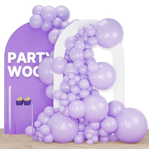PartyWoo Lavender Balloons 120pcs Different Sizes Pack of 18 12 10 5 Inch Light Pastel Purple Lilac Balloon Arch Kit for Baby Shower Bachelorette Fairy Birthday Princess Party Decorations Purple-Q10 - color: Purple-q10
