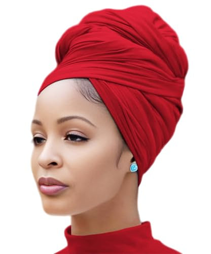 Nonbongoy Head Wraps for Black Women 71"x32" Long Soft Jersey Hijab Turban - color: 1- Wine Red Headwrap
