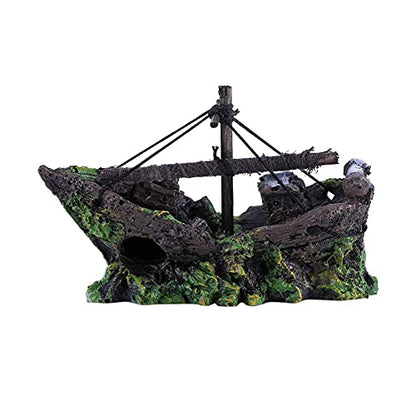 Artificial Resin Pirate Ship Boat Aquarium Landscaping Glass Fish Tank Ornaments Resin Boat Small Net Boat Decor for Fish Tank Accessories