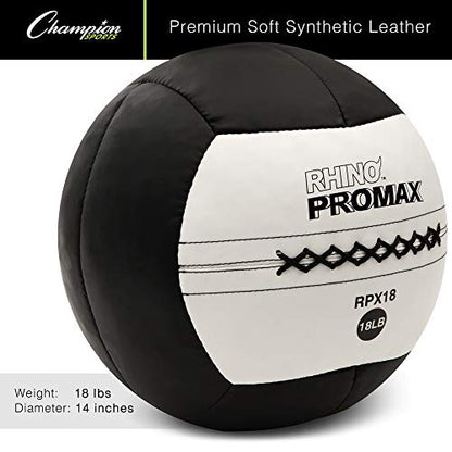 Champion Sports Rhino Promax Wall Balls - Soft Shell Non-Slip Grip for Weightlifting, Plyometrics, Cross Training, & Home Gym - style: 18 LBS