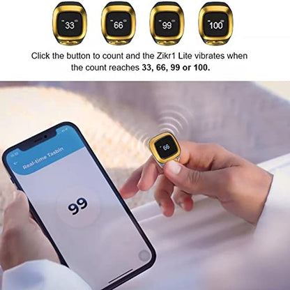 Finger Smart Tally Counter Ring, 20mm Muslim Digital Azan Alarm Clock(Black), Resettable Smart Counter Digital Counter & Vibration Reminder with Mini LCD Screen ﻿