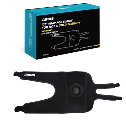 ARRIS Elbow Ice Pack Wrap for Tendonitis and Tennis Elbow, Elbow Brace Ice Wrap with Cold Compress, Arm Ice Sleeve for Tennis Elbow Relief, Golfers Elbow and Sport Injuries