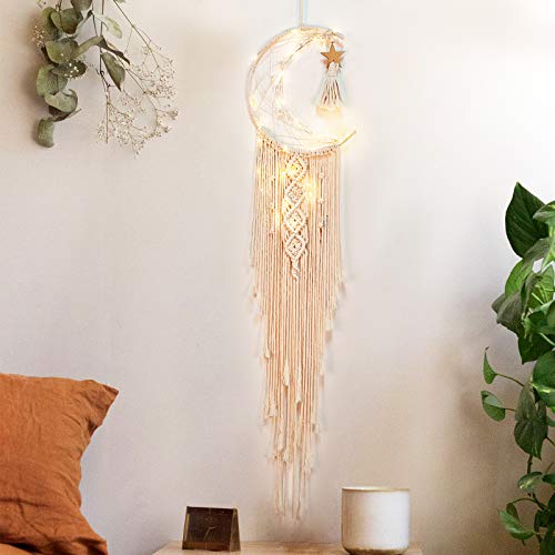 Wall Hanging Tapestry, Bohemian Style, Macrame Wall Hanging, Macrame Room Décor Woven Tapestry Wall Art Boho DIY Wall Hangers 40" Long (Moon Star Crescent Macrame)
