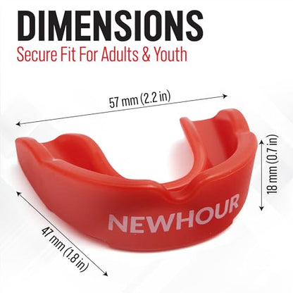 Basic Sports Mouthguard for Boxing, MMA & Football | Boil-and-bite fit with ventilated case - color: Red