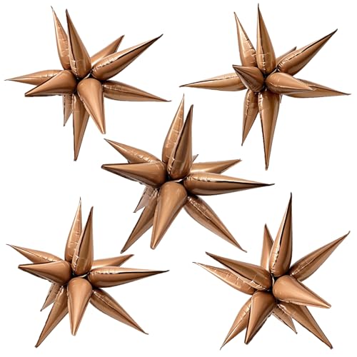 Brown Star Balloons Brown Boho Birthday Decorations Explosion Mylar Balloons for Balloon Arch as Party Supplies for Christmas New Year Birthday Wedding Coffee Party Neutral Baby Shower Decor - color: Brown