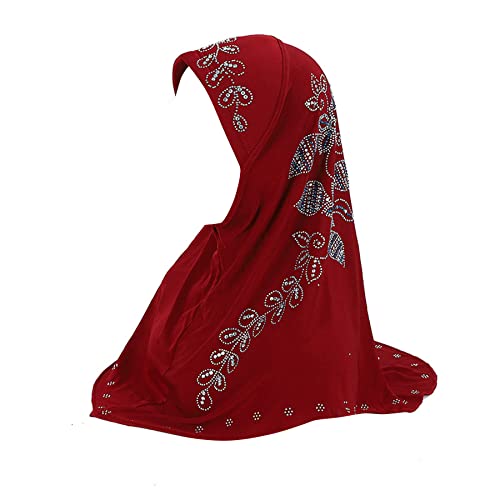 RARITYUS Women Bling Rhinestone Pearl Instant Scarf Muslim Hijab Fashion Shawl Head Wrap Turban Cap with Flower Accent - color: Z Color 3