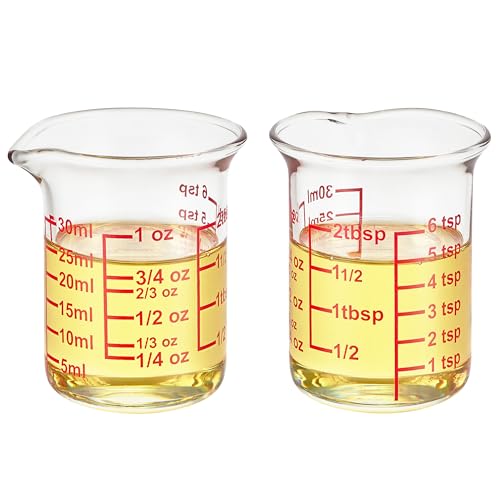 High Borosilicate Glass Measuring Cup with V-Shaped Spout, 30ml (1oz) | Pack of 2 – Precision Glass Measuring Cup for Kitchen & Bar - size: 30 ML/1 OZ(Pack of 2)