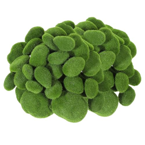 80 PCS Artificial Moss Rocks 5 Size Decorative Moss Stones Green Moss Covered Stones Fake Moss Rocks Decor for Floral Arrangements Crafting