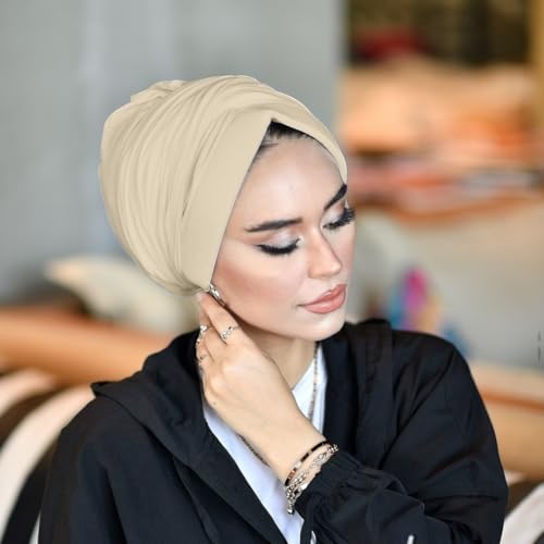 para life Dubai Turbans for Women, Breathable Instant Turban|Std Size Stretchable Cotton|Hijab Cap&Undercap - color: Blonde