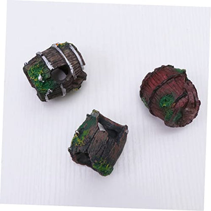 Yardwe Aquarium Landscape Ornament 3pcs Mini Barrel Decor Realistic Fish Tank Decor Easy Cleaning and Safe for