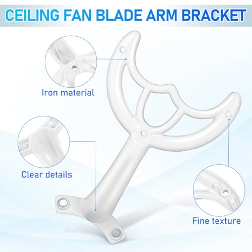 STOBOK Ceiling Fan Blade Arm Replacement Universal White Metal Fan Blade Support Rod Bracket Parts Repair Easy Installation