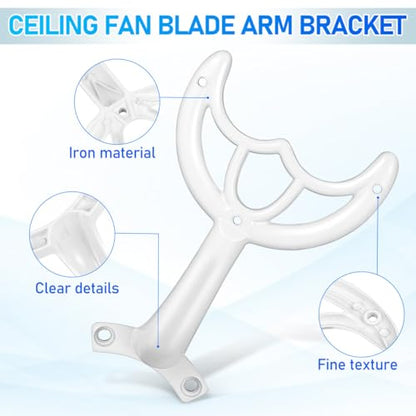 STOBOK Ceiling Fan Blade Arm Replacement Universal White Metal Fan Blade Support Rod Bracket Parts Repair Easy Installation