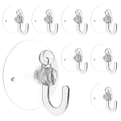 Piutouyar 20Pcs Clear Suction Cup Hooks 30mm/1.2" Plastic Sucker Pads Transparent Suckers for Window Wall Bathroom Shower Kitchen Hook Hanger