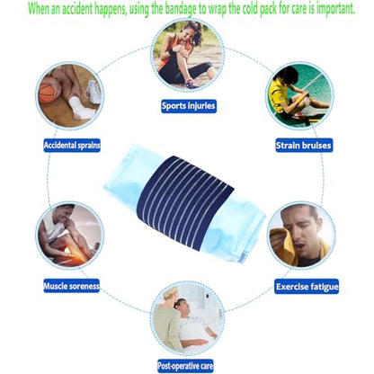 Cold Pack Strap, Elastic Belt to Wrap Cold Pack, Ice Pack Extender Strap, Add Length to Most Ice Pack, Multifunctional (Blue) - color: Blue