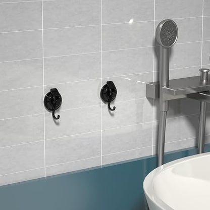 Heavy Duty Vacuum Suction Cup Hooks, Matte Black Plated Polished Super Suction for Kitchen Bathroom, 2 Pack - color: Black