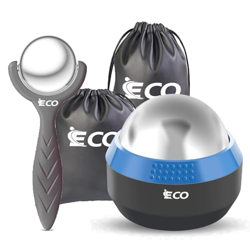 iECO Cold Massage Roller Ball - Ice Roller Ball for Muscles Deep Tissue, Cold & Heat Therapy, Plantar Fasciitis Roller - color: Blue+black